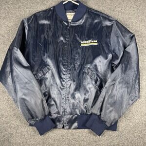 Vintage 1980s Swingster Goodyear Tires Jacket Men's L‎ Yellow Blue Zip